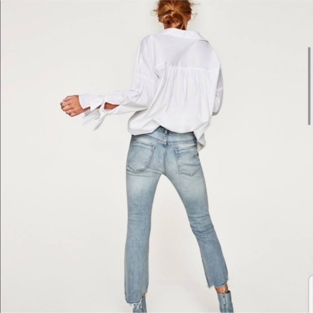 Zara Basic Denim Embroidered Crop - image 6